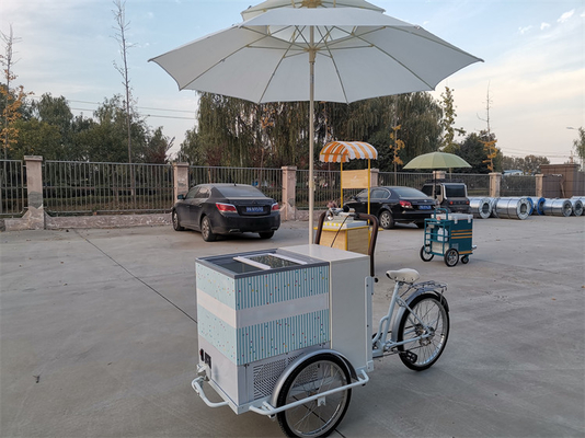 214*83*240cm Vélo de café commercial pour boissons chaudes et thé Tricycle en acier inoxydable