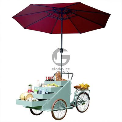 Chariot de vente de café mobile à trois roues, vélo de livraison de pizza pour la vente de rue en plein air
