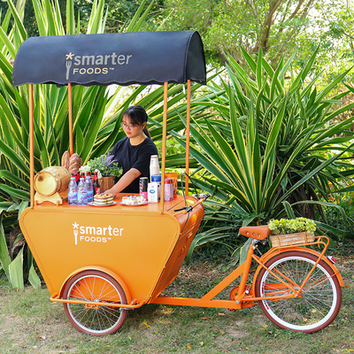 Type de tricycle fast-food/chariot de vente de café/vélo café pour usine de transformation de légumes
