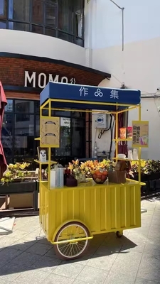 Isolement en acier inoxydable verre trempé Vente de rue extérieure 3 roues Café vélo