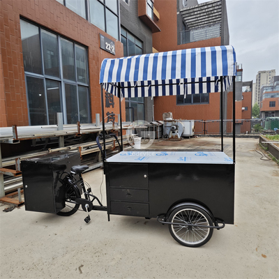 Restaurant Beau design Affichage décoratif 110*70cm Chariot de nourriture tricycle avec parapluie