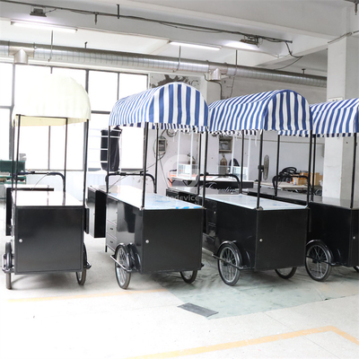 Restaurant Beau design Affichage décoratif 110*70cm Chariot de nourriture tricycle avec parapluie