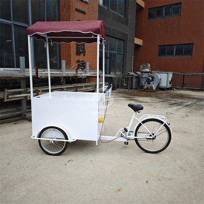 Chariot de nourriture de rue en plein air Meilleur véhicule mobile électrique de chargement Vélo remorque 3 roues tricycle avec panier avant