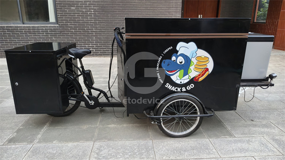 Carton alimentaire à trois roues à vélo, haute productivité pour la vente de restauration rapide dans la rue