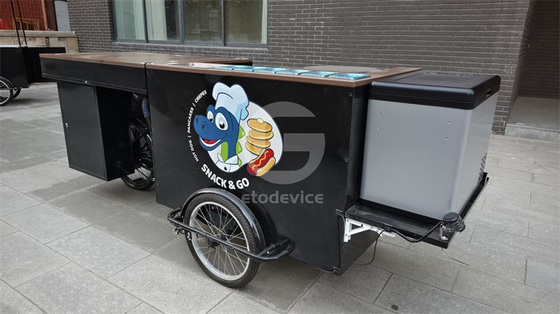 Carton alimentaire à trois roues à vélo, haute productivité pour la vente de restauration rapide dans la rue