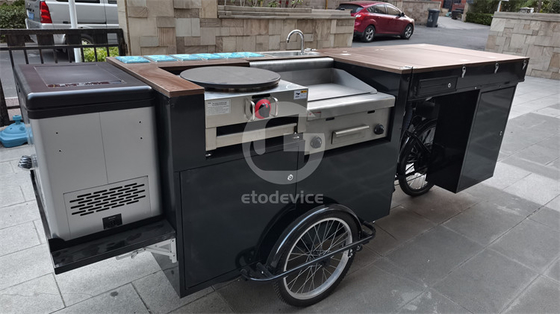 Chariots de nourriture de rue chariots de crêpes et vélos mobiles à trois roues pour usine de fabrication