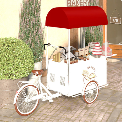 300 kg de vélo alimentaire 3 roues Hot Dog Tricycle Cart avec table pliante pour le panier de fruits mobile