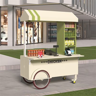 Couleurs hautement personnalisées Mini Pousse à la main de la rue Snack Vending Trolley Fast Food Stand Cart avec une grande capacité de stockage