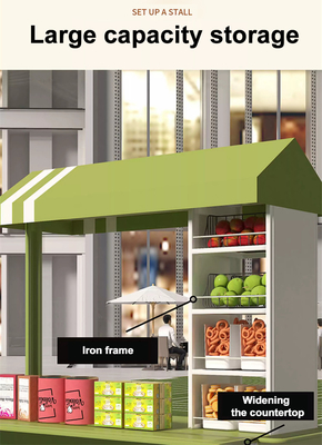 Couleurs hautement personnalisées Mini Pousse à la main de la rue Snack Vending Trolley Fast Food Stand Cart avec une grande capacité de stockage