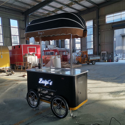 Italian Gelato Bike Chariot de crème glacée Mobile Push Popsicle vitrine congélateurs Chariot de vente pour la vente en plein air