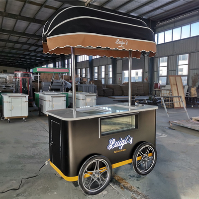 Italian Gelato Bike Chariot de crème glacée Mobile Push Popsicle vitrine congélateurs Chariot de vente pour la vente en plein air
