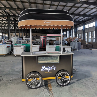 Italian Gelato Bike Chariot de crème glacée Mobile Push Popsicle vitrine congélateurs Chariot de vente pour la vente en plein air