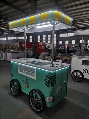 Carton d'affichage de crème glacée mini commercial Gelato Mexicain Crème glacée de plage congélateur Carton à main Poussez des chariots pour la crème glacée