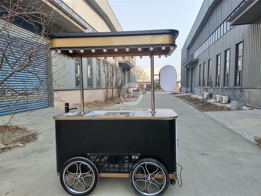 2024 nouveau type Mobile Italienne de la glace à poussée manuelle chariot avec congélateur d'affichage Gelato stand chariot