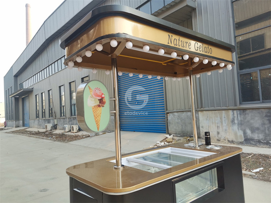2024 nouveau type Mobile Italienne de la glace à poussée manuelle chariot avec congélateur d'affichage Gelato stand chariot