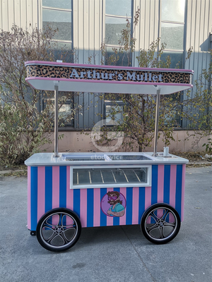 Chariot mobile italien de poussée à main de crème glacée avec congélateur d'affichage