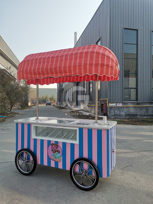 Chariot mobile italien de poussée à main de crème glacée avec congélateur d'affichage