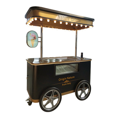Gelato vitrine kiosque congélateurs à glaçons poussée à la main chariot d'affichage de crème glacée italienne