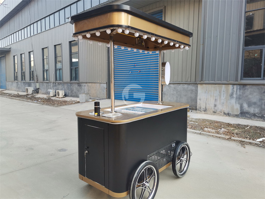 Gelato vitrine kiosque congélateurs à glaçons poussée à la main chariot d'affichage de crème glacée italienne