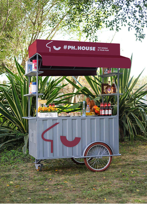 Vélo à trois roues portable à café, chariot de poussée artisanale pour les brasseries en déplacement