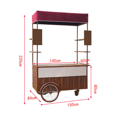 Voiture à glaces à tricycle café Solution commerciale mobile pour boissons et friandises