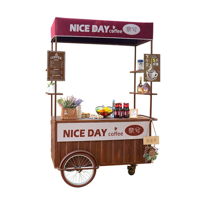 Voiture à glaces à tricycle café Solution commerciale mobile pour boissons et friandises