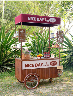 Voiture à glaces à tricycle café Solution commerciale mobile pour boissons et friandises