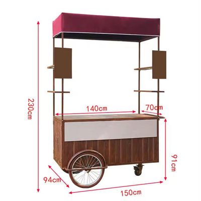 Véhicule à café à poussée manuelle Nouveau design de chariot à tricycle pour le café mobile