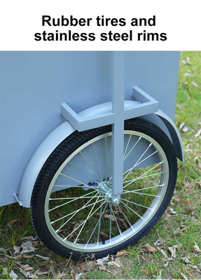Vente de vélo à 3 roues sur mesure à la main à poussée de panier de livraison de nourriture de rue avec congélateur à affichage