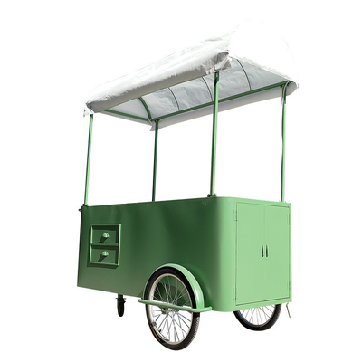 Vente de vélo à 3 roues sur mesure à la main à poussée de panier de livraison de nourriture de rue avec congélateur à affichage