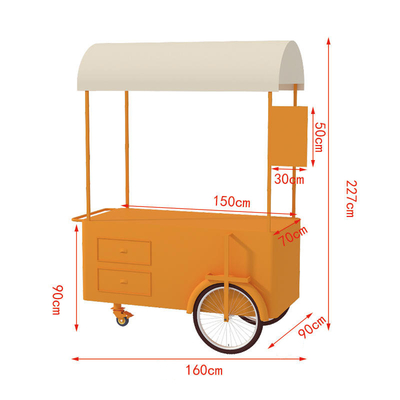 Prix bon marché Concession alimentaire Stand Street chariot de vente à la main mobile avec tolérance de stockage