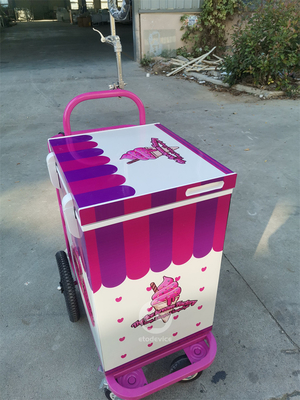 Chariots de poussée de crème glacée personnalisés chariot de crème glacée mobile avec parapluie