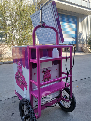 Chariots de poussée de crème glacée personnalisés chariot de crème glacée mobile avec parapluie