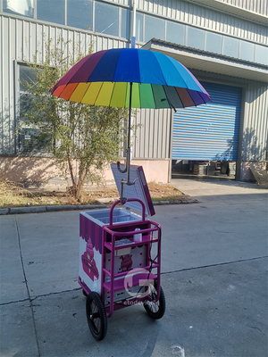 Chariot de poussée de crème glacée pour le commerce alimentaire mobile avec congélateur 80L