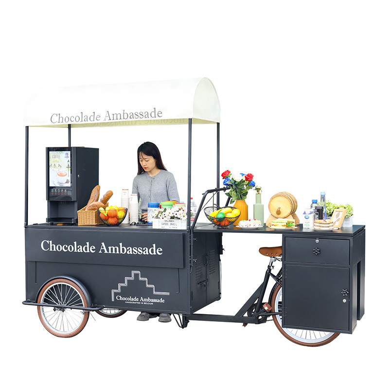 Tricycle pour la livraison de nourriture Boulangerie de loisirs Equipement de restauration rapide Vélo Conteneur Food Truck