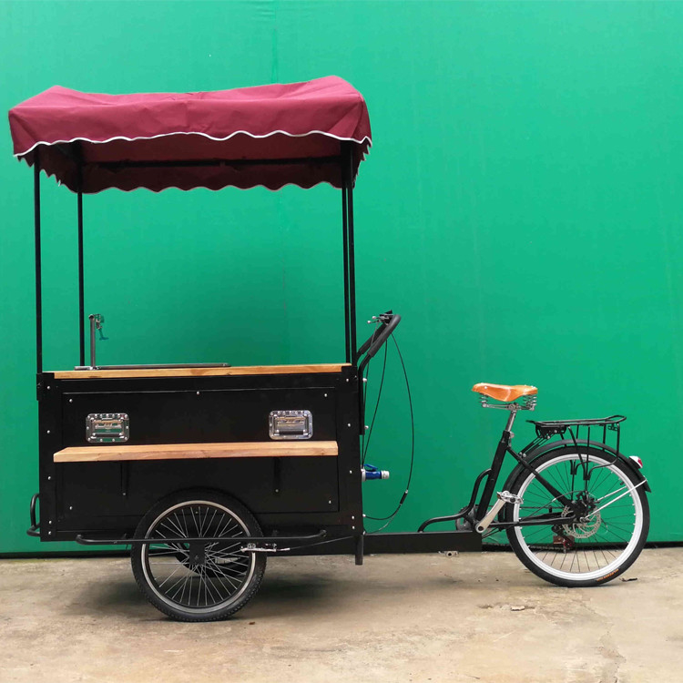 Appareil de remorque de panier de café en acier inoxydable pour vélo en plein air et tricycle de vente de rue