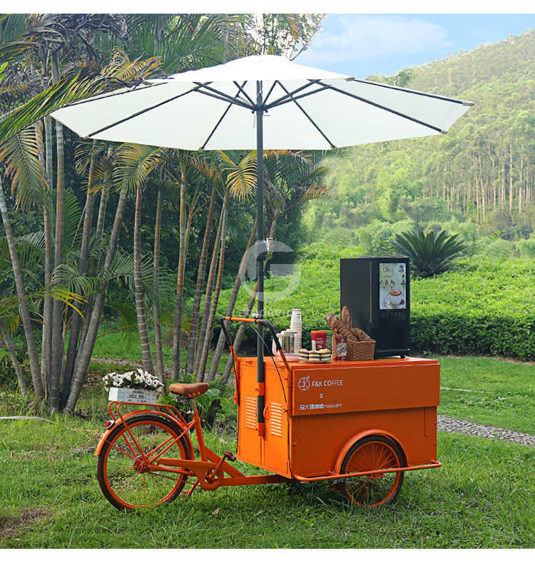 3 roues glace vélo tricycle chariot de nourriture mobile avec n'importe quelle sélection de variation de couleur