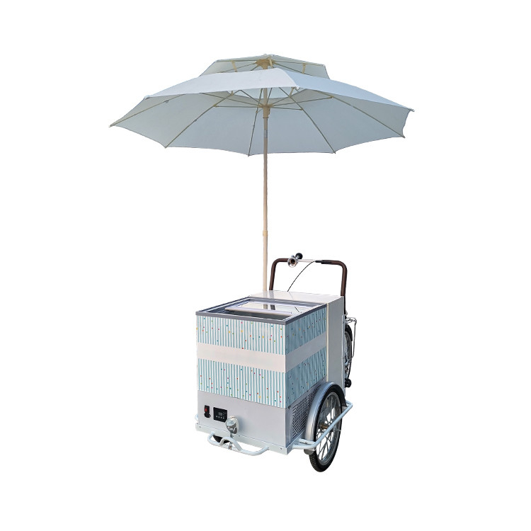 214*83*240cm Vélo de café commercial pour boissons chaudes et thé Tricycle en acier inoxydable
