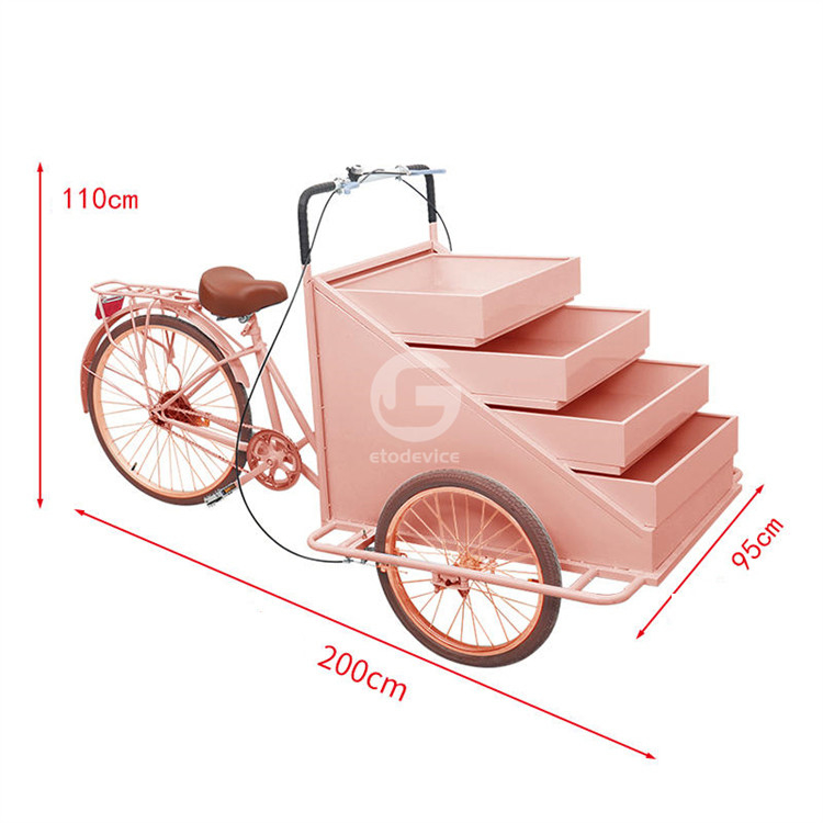 Chariot de vente de nourriture en plein air avec matière première de soja et vélo électrique à trois roues