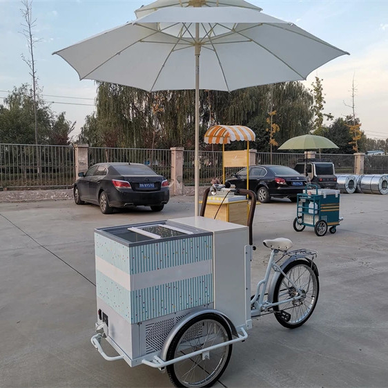 100 kg vélo de crème glacée classique fast food remorque camion tricycle pour usine d'assaisonnement