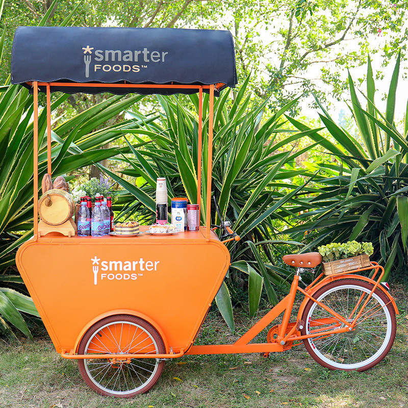Type de tricycle fast-food/chariot de vente de café/vélo café pour usine de transformation de légumes