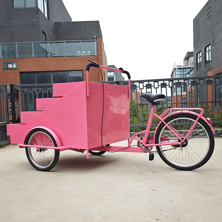 Juices mobiles vendant des chariots à trois roues pour la livraison de café et de pizza
