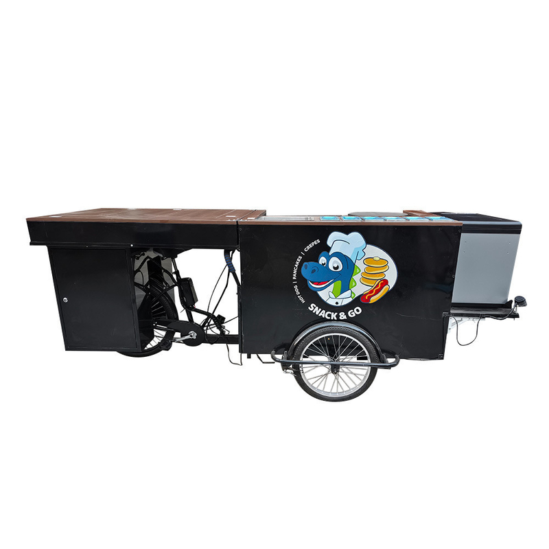 Carton alimentaire à trois roues à vélo, haute productivité pour la vente de restauration rapide dans la rue