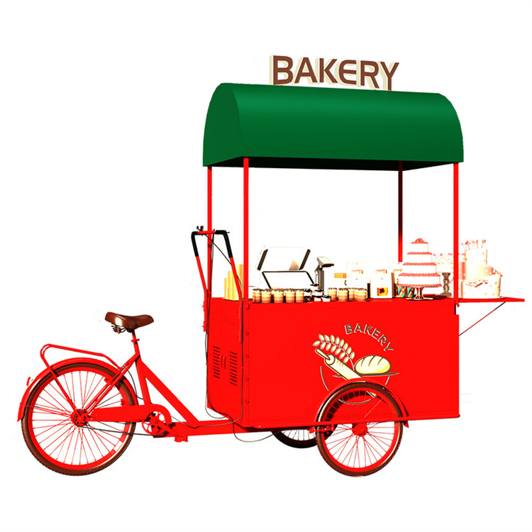 Vélo électrique mobile pour la restauration rapide Vélo de café portable Chariot de vente de collations
