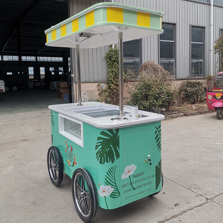Carton d'affichage de crème glacée mini commercial Gelato Mexicain Crème glacée de plage congélateur Carton à main Poussez des chariots pour la crème glacée