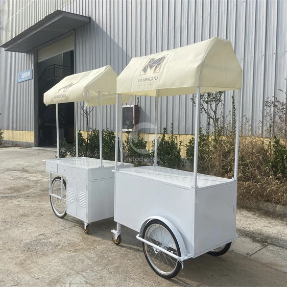 3 roues Cargo Vélo de rue Livraison de nourriture Vélo Crêpe remorque High Standard Crème glacée Café Pousse Chariot