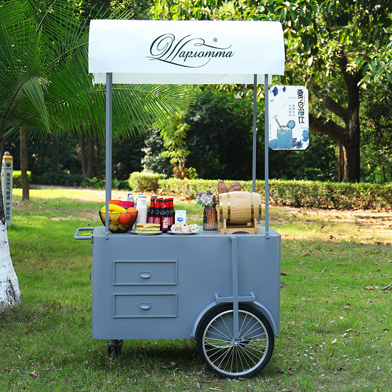 Prix bon marché Concession alimentaire Stand Street chariot de vente à la main mobile avec tolérance de stockage
