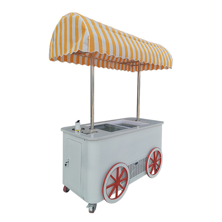 Chariots de rue personnalisés avec frigo Chariot de poussée de nourriture Nouveau magasin marché parc Chariot de crème glacée